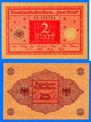 Germany 2 Mark 1920 Unc Marks Weimar Republic Banknote