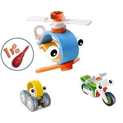 Dovob Building Block 3 In 1 Toy Set Educational Toys Assemble And Disassemble Model Cars Motorcycle Helicopter For Boys And Girls