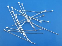 Headpins - Ball Head - Silver Plated - 24 Gauge - 0.5X40MM - 10 Pcs
