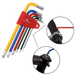 Long Arm Ball End Hex Key Wrench Set Durable Bicycle Hex Wrench Set Tool Road Bike Repair Tool Kit Service Wrench Colorful 6 Pcs