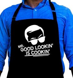 Mr. Good Looking Is Cooking - Bbq Grill Apron - Funny Apron For Dad - 1 Size Fits All Chef Apron High Quality Poly cotton