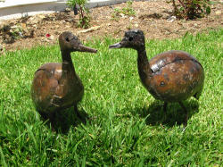 Metal Garden Ornament. Guine Fowls. Chicks