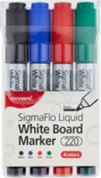 Monami Sigmaflo Liquid 220 Whiteboard Markers - Bullet Tip Set Of 4