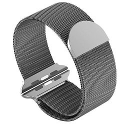 Siruibo Band For Apple Watch 38MM Stainless Steel Mesh Milanese Loop With Magnetic Closure Clasp Replacement Wristband Bracelet For Apple Watch Iwatch Series 3 2 1 Space Gray