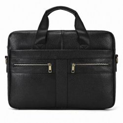 Leather Messenger Laptop Bag For Men's 39X7X28CM - Black
