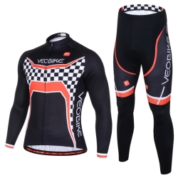2pc Top & Bottom Mens Long-sleeved Suit Cycling Clothing With Silicone Cushion Free Shipping