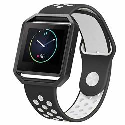Eway Fitbit Blaze Bands For Women Men Soft Silicone Replacement Band For Fitbit Blaze Smart Watch Black White Large