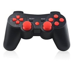 Skileen PS3 Wireless Controller Bluetooth Console Dualshock Gamepad Remote Control For Sony PS3 With Charge Cord Red