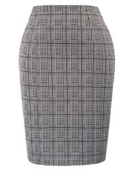 Kate Kasin Womens Knee Pencil Skirt Stretchy Business Skirt Grey Size M