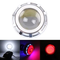 15w 6500k 2000lm 4 Led White Motorcycle Headlight Lamp With Blue Red Angle Eye Lamp And Red Devi...