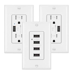 Bestten USB Wall Receptacle 1 Pack Of 4-USB Outlet 4.2A Shared 2 Pack Of 15A Tamper-resistant Outlet With Dual USB Charging Ports 3.6A Shared