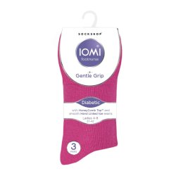 Socks Gentle Grip Diabetic Ladies Size 4-8 - Pink & Purple