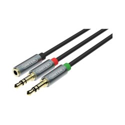 UNITEK Y-C957ABK 0.2M 3.5MM Female To 2X 2.5MM Male Audio Cable