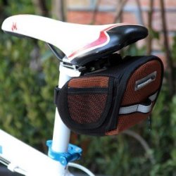 Bicycle Bike Saddle Bag Back Seat Storage Pouch Black & Orange