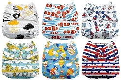Mama Koala One Size Baby Washable Reusable Pocket Cloth Diapers 6 Pack With 6 One Size Microfiber Inserts Summer Sweetness