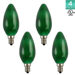 Pack Of 4 Luxrite Ctc Green Edison Filament LED Bulb 40W Equivalent- 4 Watt LED Bulb 350 Lumens 15000 Hours Life E12 Candelabra Base