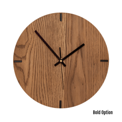 Mika Wall Clock In Oak - 250MM Dia Mid Brown Bold Black Second Hand