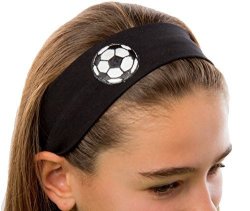 Soccer Team Headbands With Soccer Ball Patch Set Of 6 By Funny Girl Designs Black
