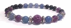 Handmade Purple Lava Rock Basalt Amethyst Blue Adventurine And Black Tourmaline Diffuser Healing Bracelet 7 Inches