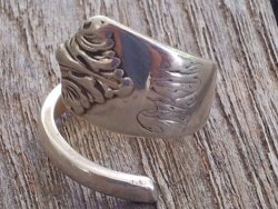 Solid Silver Spoon Ring With Decoration. Hand Engraved Dkm. 8.7 Grammes. Adjustable.
