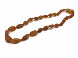 Baltic Essentials 11 Inch Raw Honey Baltic Amber Teething Necklace Pop Clasp Bean Infant Baby Drooling & Teething Pain Growing Pains Certified Pure Amber