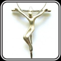 Modern Sterling Silver Crucifix -40mm