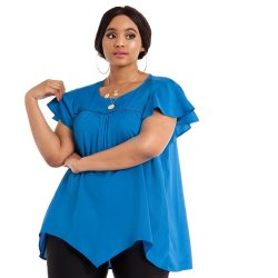 Donnay Plus Size Hanky Hem Ss Top Bright Mid Blue