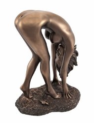 Finish Bronzed Nude Woman Bent Over Pose Statue Erotic Art
