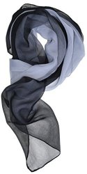 JUST Libby-women's Silk Blend Ombre Oblong Scarf Black & Grey