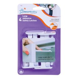 Dreambaby Long Adhesive Safety Latches - White