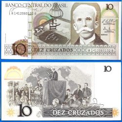 Brazil 10 Cruzados 1987 Unc Serie A Sign 25 South America Banknote