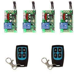 Abytele Ac 110V 1 Ch 1CH Rf Wireless Remote Control LED Light Switch System 4 Receiver +2 Waterproof Transmitter 433 Mhz