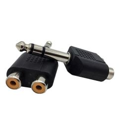 6.35MM Male To Dual Rca Female Audio Adapter Connector Pack Of 2