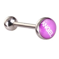 Mecoo Reveal Personality Surgical Steel Body Piercing Tongue Rings With Fancy Words Angel