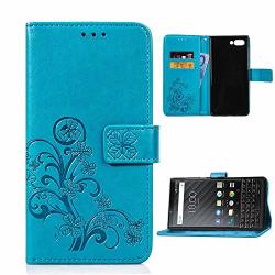 Blackberry KEY2 Case Rosepark Pu Leather Embossed Flower Blackberry KEY2 Wallet Case With Kickstand Card Solts Hand Strap Shockproof Protective Cover For Blackberry KEY2 BLACKBERRY
