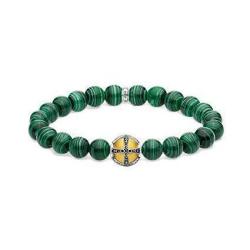 Cz Malachite & Cross Bead Bracelet - 18.00 Cm