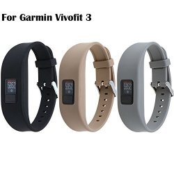HWHMH Replacement Secure Band With Chrome Watch Clasp And Fastener Buckle For Garmin Vivofit 3 - Black&coffee&grey