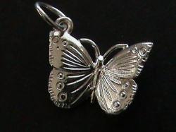 Solid Sterling Silver Butterfly Charm Small Pendant
