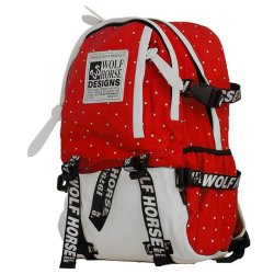 Fino K30 Wolf Horse 22L Unisex 13" Laptop Backpack - Red & White