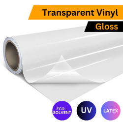 Transparent Printable Vinyl Gloss 90MIC 1 37 X 50M Roll Self-adhesive