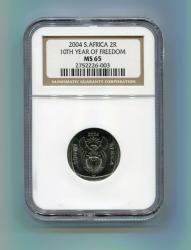 2004 10th Year Of Freedom R2 Democracy Ngc Graded Ms 65 - Super Rare - Low Population