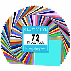 Lya Vinyl 72 Assorted Colors Permanent Adhesive Vinyl Sheets 12 X 12 Inchs For Decor Sticker Cri-cut Silhouette Cameo Craft Cutter Machine Printers Letters Car Decal Vinyl Paper