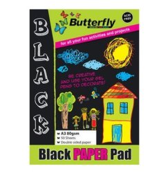 Butterfly A3 Paper Pads Black 50 Sheets