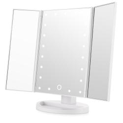 Tri-fold Salon Beauty Mirror With 20 LED Lights - White