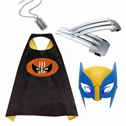 Wolverine Dress Up X-men Wolverine Comics Cartoon Cape & Luminous Mask& Wolverine Necklace&wolverine Claws Costumes For Kids Party Black