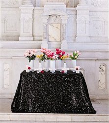 TRLYC 60"105" Black Sequin Table Cloth For Wedding