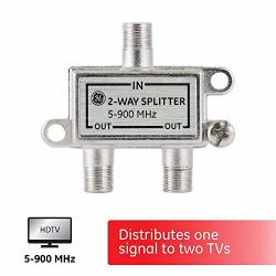 Ge 2-WAY Coaxial Cable Splitter 5-900 Mhz Range RG59 RG6 Coax Compatible Audio Video Works With HD Tv Cable Amplifiers Amplified Antennas Nickel Corrosion Resistant 35046
