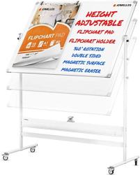 Mobile Whiteboard With Stand - Adjustable Height Dry Erase Board With Stand - 360 Reversible Large White Board On Wheels - Portable Rolling Whiteboard