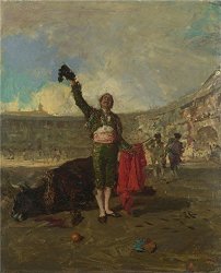 CaylayBrady Oil Painting 'mariano Fortuny The Bull Fighter's Salute ' Printing On High Quality Polyster Canvas 8 X 10 Inch 20 X 25 Cm