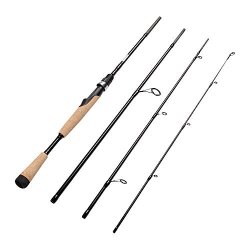 Entsport 3 Piece Spinning Rod Portable Graphite Fishing Rod Heavy Spin 30-50 Lbs 